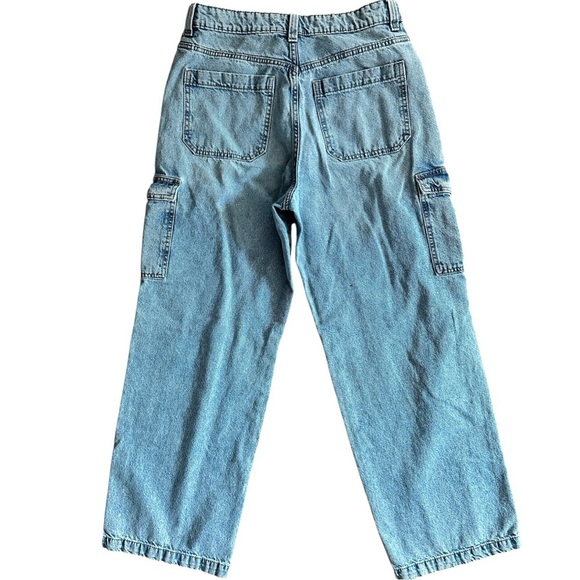 H&M Divided Cargo Jeans Mid Rise Straight Leg Utility Denim Size 6 - Picture 10 of 12